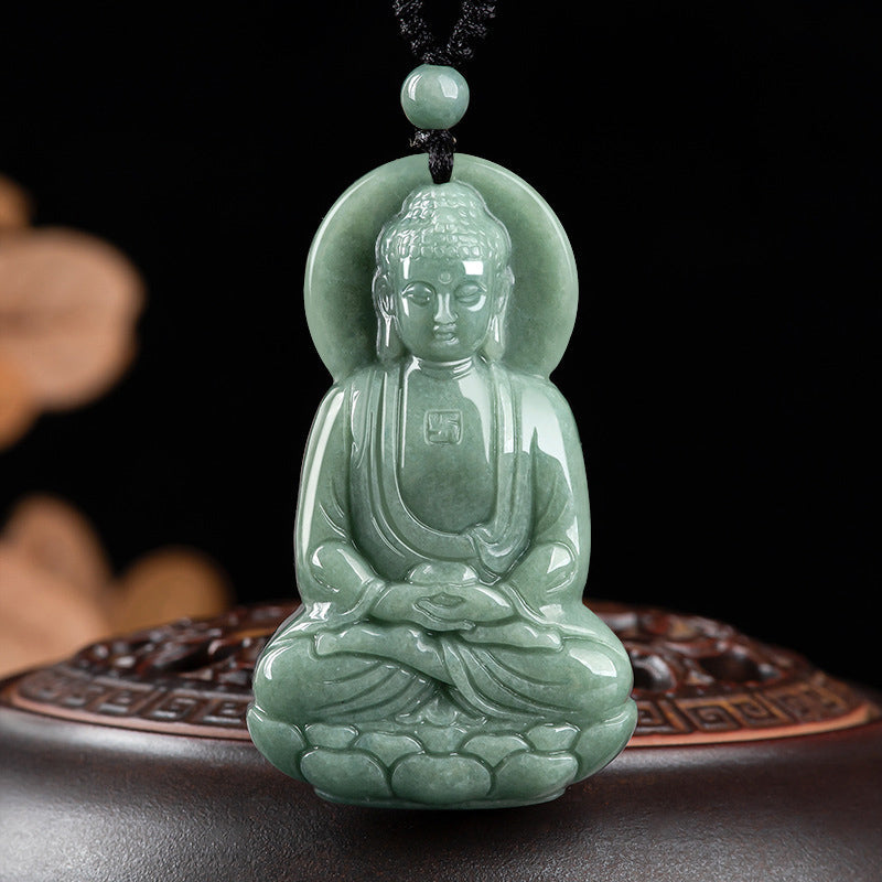 KarmaRipple's Amitabha Buddha Jade Amulet Compassion String Pendant p1