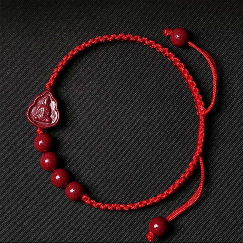 KarmaRipple's Laughing Buddha Avalokitesvara Cinnabar Blessing String Bracelet p1