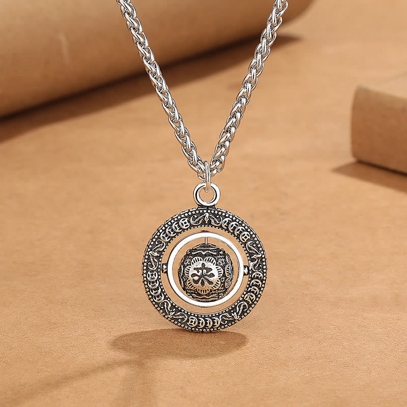 KarmaRipple's One's Fortune Improves Design Pattern Bronze Rotatable Pendant Necklace p1