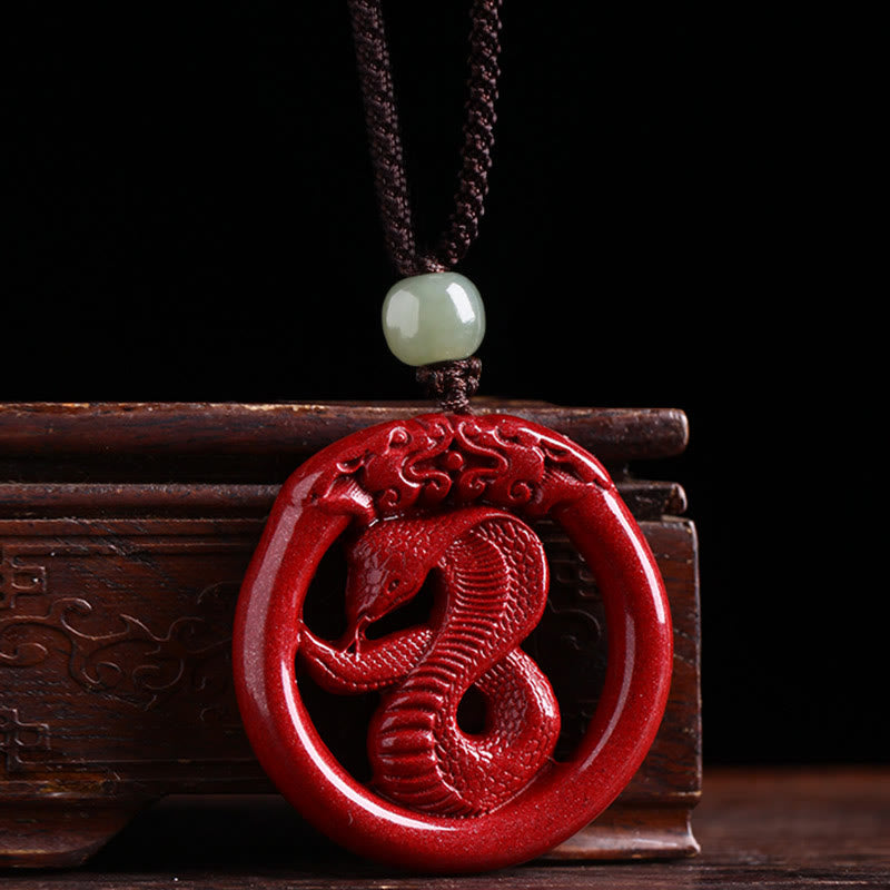 KarmaRipple's Chinese Zodiac Cinnabar Hetian Jade Peace Buckle Calm Pendant Necklace p1
