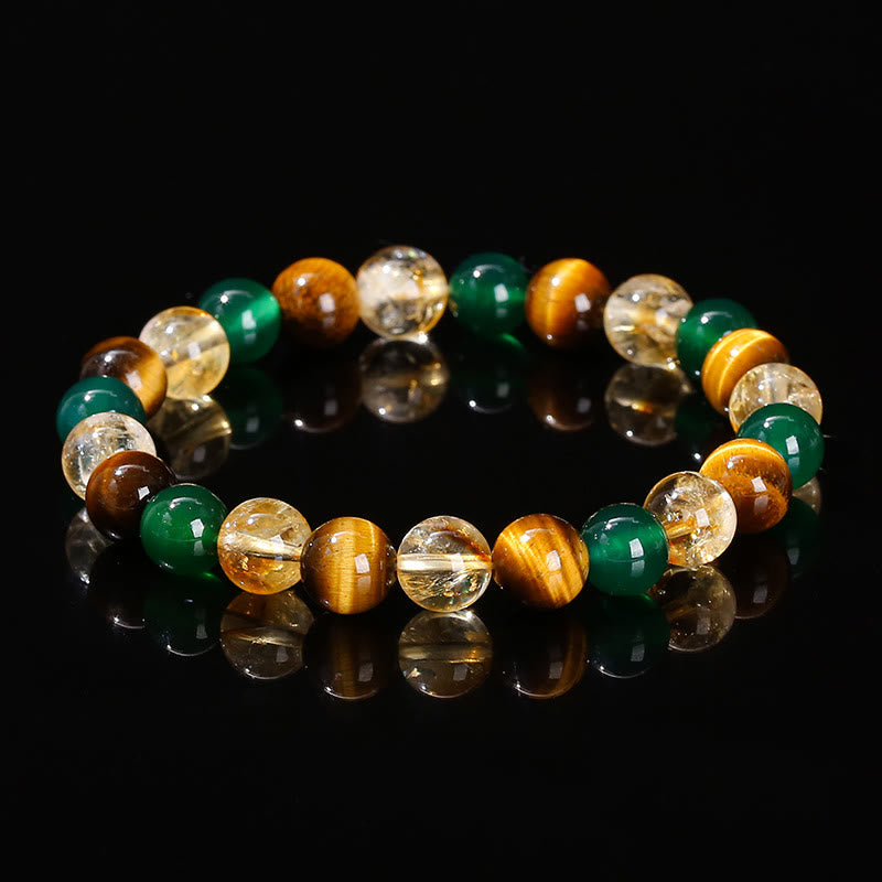 KarmaRipple's Authentic Tiger Eye Green Agate Citrine Mix And Match Beadwork Protection Bracelet p1