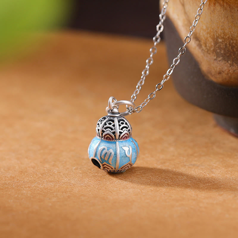 KarmaRipple's 999 Sterling Silver Om Mani Padme Hum Engraved Gourd Design Wisdom Pendant Necklace p1