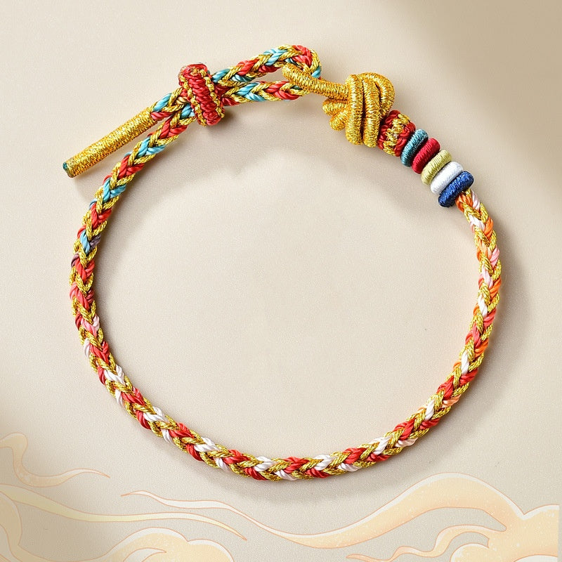KarmaRipple's Handcrafted Colorful Gold Balancing Braid Rope Bracelet p1
