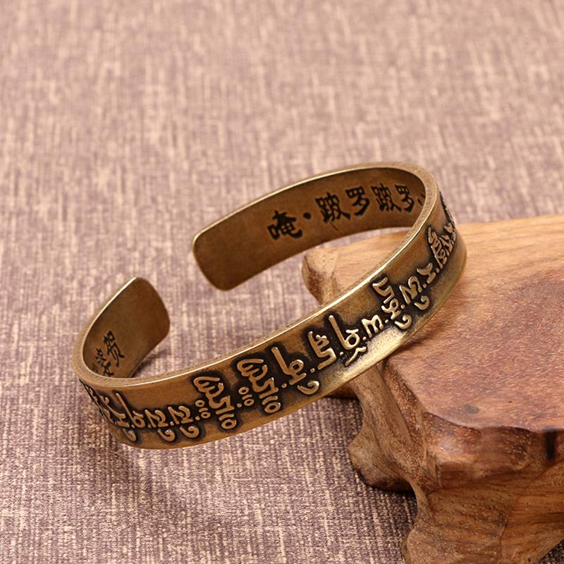 KarmaRipple's Tibetan Mah¨¡pratisar¨¡ Mantra Sanskrit Copper Brass Healing Bracelet Bangle p1