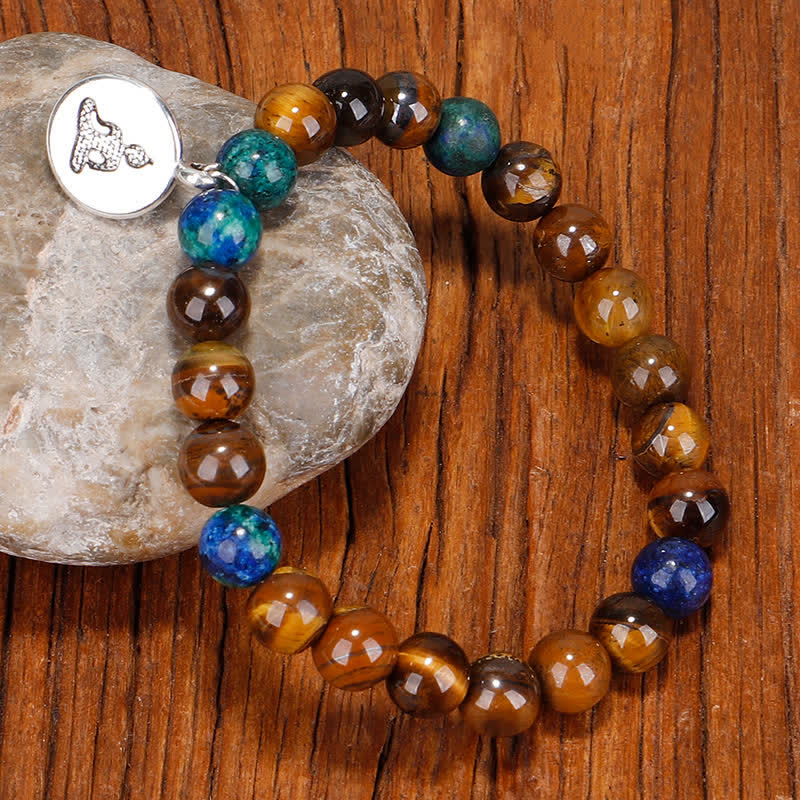 KarmaRipple's 108 Mala Beadwork Tiger Eye Buddha Strength Bracelet Tassel Pendant Necklace p1