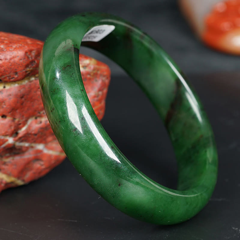 KarmaRipple's Authentic Hetian Cyan Jade Happiness Success Bracelet Bangle p1