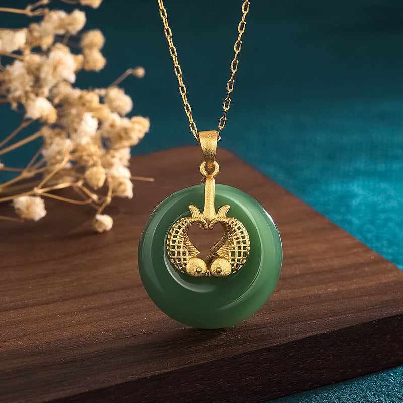 KarmaRipple's Cyan Jade Koi Fish Fortune Pendant Necklace p1