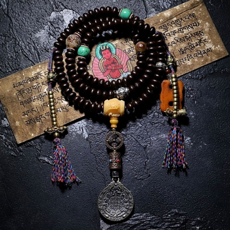 KarmaRipple's Tibet 108 Mala Beadwork Purple Bodhi Seed Bagua Vajra Auspiciousness Bracelet p1