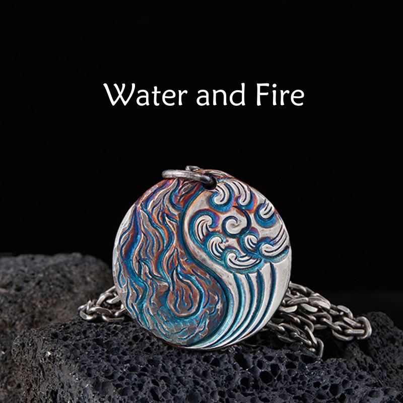 KarmaRipple's 990 Sterling Silver Yin Yang Water and Fire Balance Pendant Necklace p1