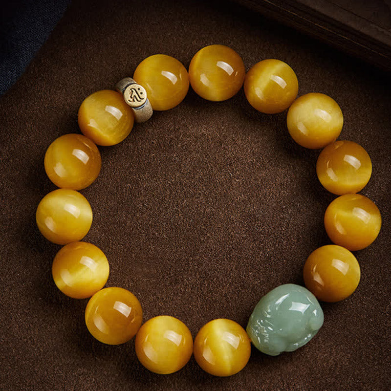 KarmaRipple's Chinese Zodiac Natal Buddha Tiger Eye Pixiu Jade Protection Bracelet p1