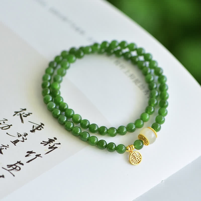 KarmaRipple's Hetian Cyan Jade Happiness Blessing Bracelet p1