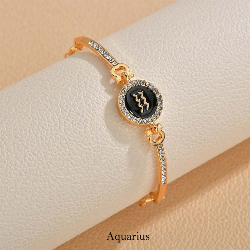 KarmaRipple's 12 Constellations of the Zodiac Rhinestone Chain Adjustable Bracelet ( p1