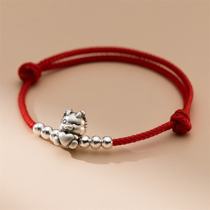 KarmaRipple's Handmade 999 Sterling Silver Year of the Dragon Fortune Red Bracelet p1
