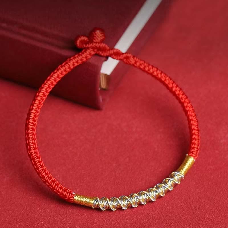 KarmaRipple's 925 Sterling Silver Fortune Strength Red String Protection Braid Bracelet p1