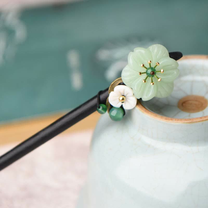 KarmaRipple's Green Aventurine Flower Agate Positivity Hairpin Decoration p3