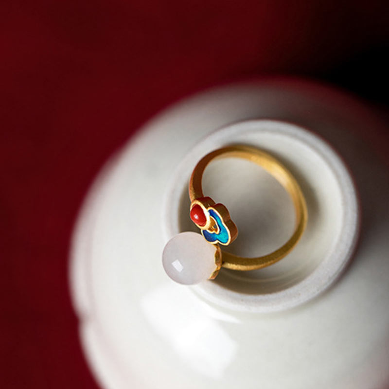 KarmaRipple's Ivory Jade Auspicious Cloud Blessing Fortune Ring p9