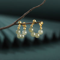 KarmaRipples 925 Sterling Silber Hetian Jade Roter Achat Perlen Überfluss Ohrringe