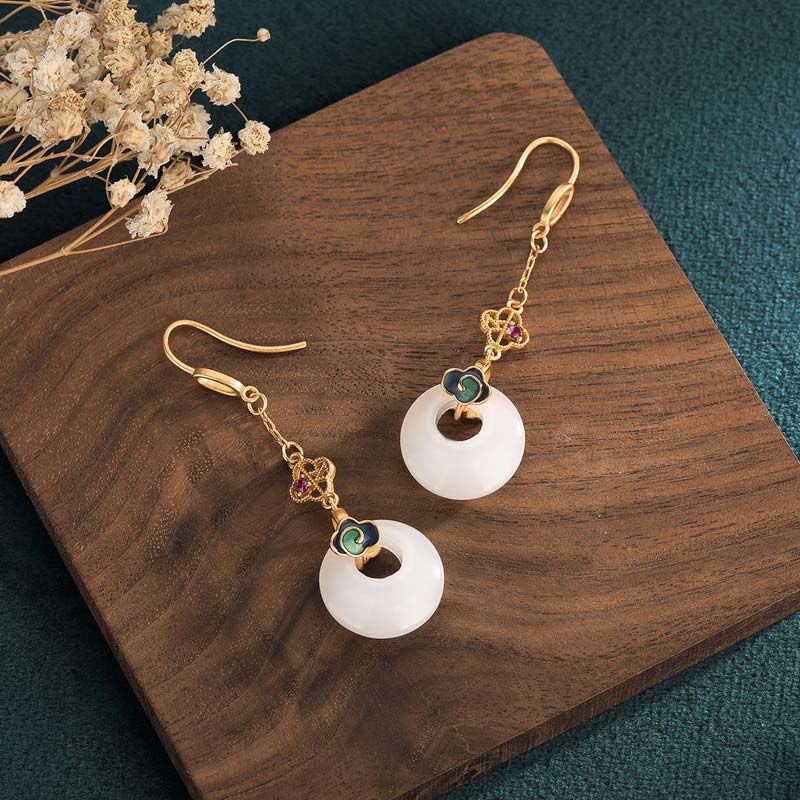 KarmaRipple's FengShui Ivory Jade Blessing Drop Earrings p15