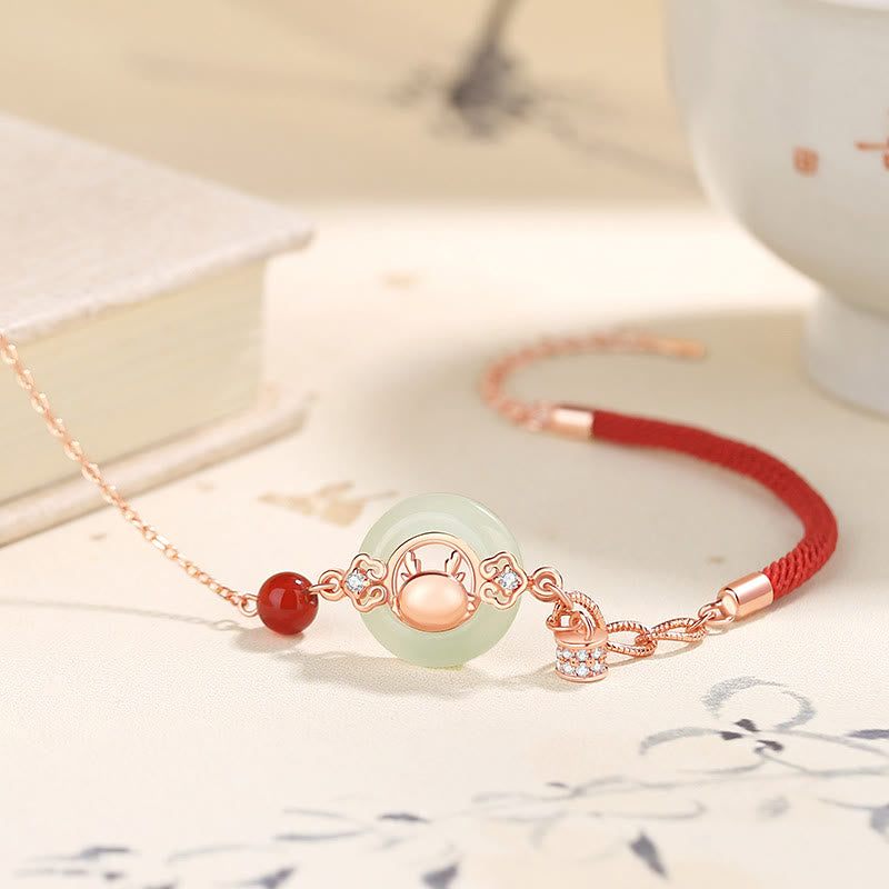 KarmaRipple's 925 Sterling Silver Year of the Dragon Authentic Hetian Jade Zircon Peace Buckle Protection Bracelet Pendant Necklace p4