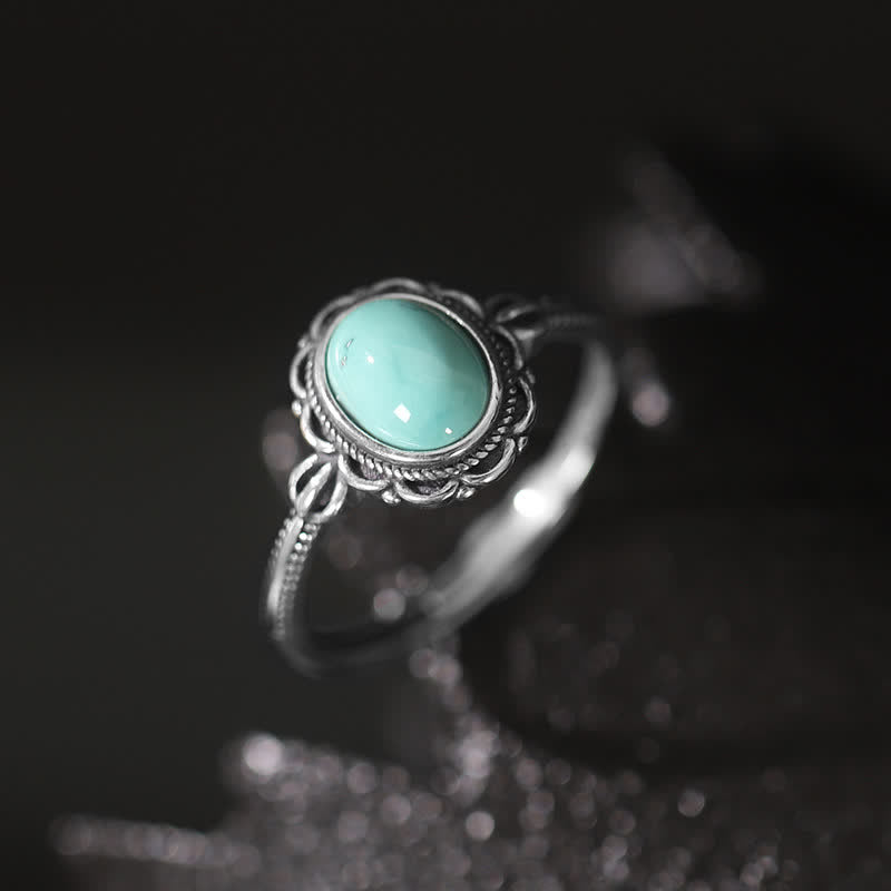 KarmaRipple's 925 Sterling Silver Tibetan Turquoise Red Agate Protection Ring p12