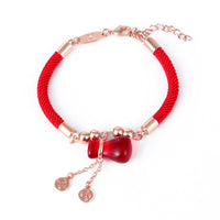 KarmaRipples Wealth Attractor Armband aus rotem Achat und rotem Seil
