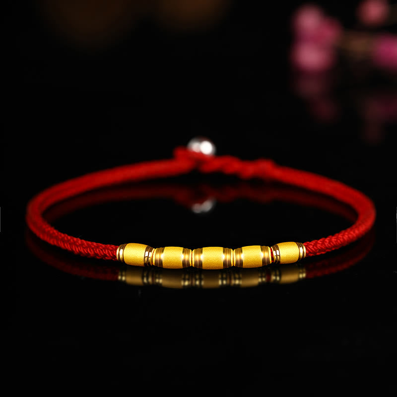 KarmaRipple's 999 Gold Fortunate Bead Eight Thread Peace Weave Red Rope Bracelet p39
