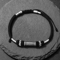 KarmaRipples 925er Sterlingsilber-Armband „Om Mani Padme Hum Wisdom“ aus gewebtem Seil