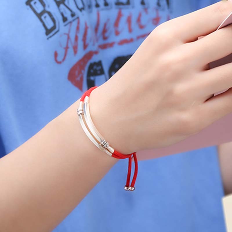 KarmaRipple's 925 Sterling Silver Red String Layered Braid Bracelet p9
