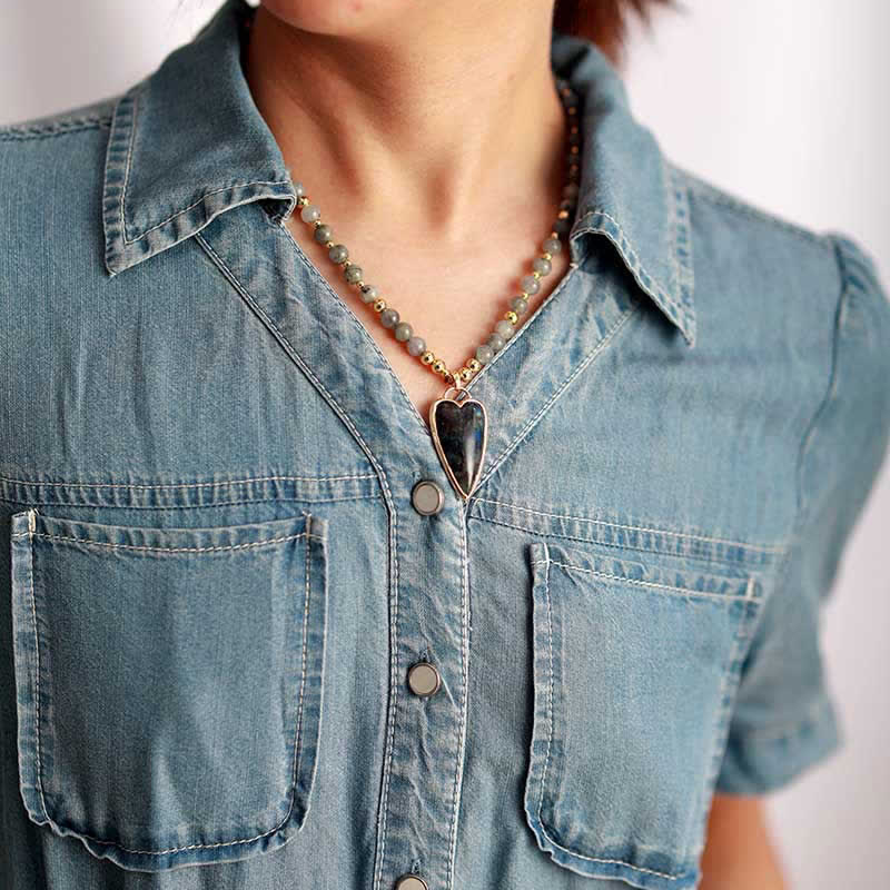 KarmaRipple's Labradorite Support Balancing Beaded Pendant Necklace p3