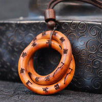 KarmaRipples Halskette mit taoistischem Yin-Yang-Ring aus Jujube-Holz mit Blitzschlag und Qiankun-Kreis, Leizu-Tabu-Glücksanhänger