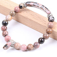 KarmaRipples Rhodonit-Armband mit ausgleichender Herz-Perlenstickerei
