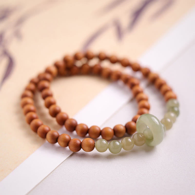 KarmaRipple's Sandalwood Hetian Jade Protection Double Wrap Bracelet p13