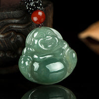 KarmaRipples Halskette mit Anhänger „Lachender Buddha“ aus Jade