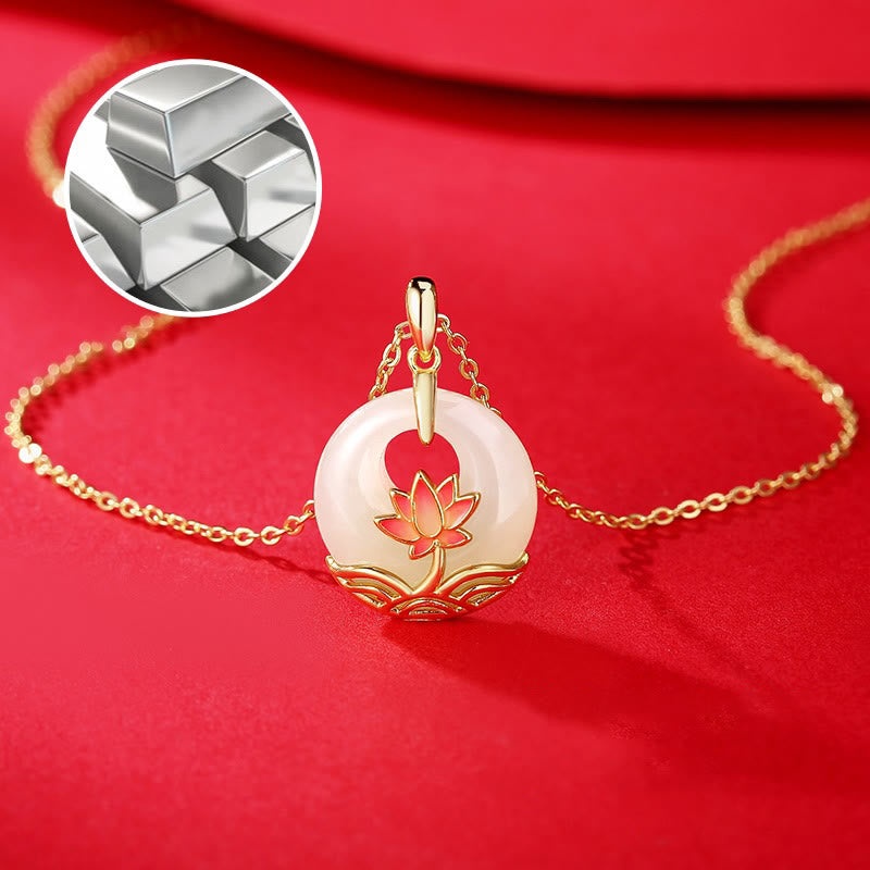 KarmaRipple's 925 Sterling Silver Hetian Ivory Jade Lotus Flower Blessing Pendant Necklace p6