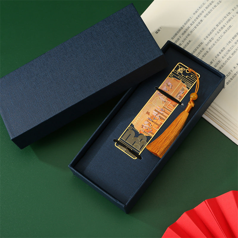 KarmaRipple's A Panorama of Rivers and Mountains Metal Hollow Bookmarks Tassel With Gift Box p11