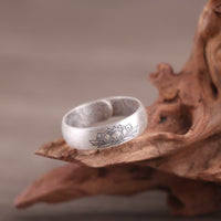 KarmaRipples 999 Sterling Silber Lotus Elefant Sechs wahre Worte Segensring