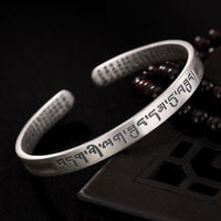 KarmaRipples 999 Sterling Silber Sechs Wahre Worte Herz Sutra Schutzarmband Armreif