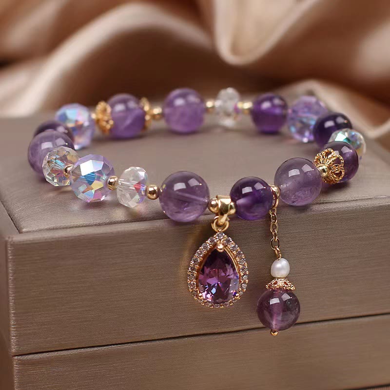 KarmaRipple's Authentic Amethyst Zircon Love Heart Balancing Soul Talisman Bracelet p1