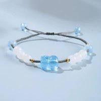 KarmaRipples authentisches Aquamarin-PiXiu-Hetian-Elfenbein-Jade-Ausgleichsarmband