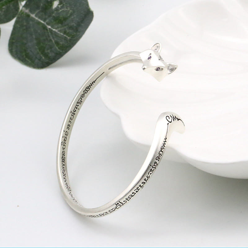 KarmaRipple's Cute Fox Engraved Fortune Bronze Cuff Bracelet Bangle p2