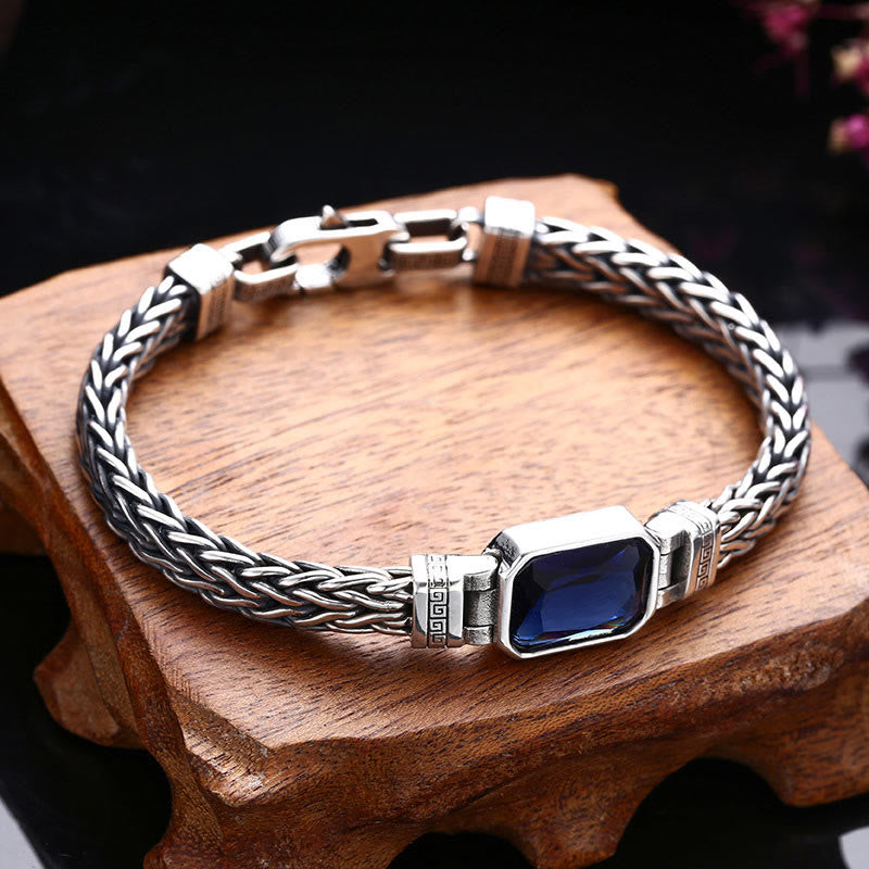 KarmaRipple's Retro Blue Acrylic Dragon Keel Woven Design Balancing Wealth Buckle Bracelet p1