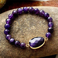 KarmaRipples authentisches Amethyst-Edelstein-Balance-Armband mit Marquise-Muster