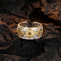 Glücksring aus 925er Sterlingsilber im Vintage-Stil der Tang-Dynastie mit Blumendesign von KarmaRipple