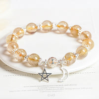 KarmaRipples 925 Sterling Silber Echter Citrin Glück Mond Stern Talisman Armband