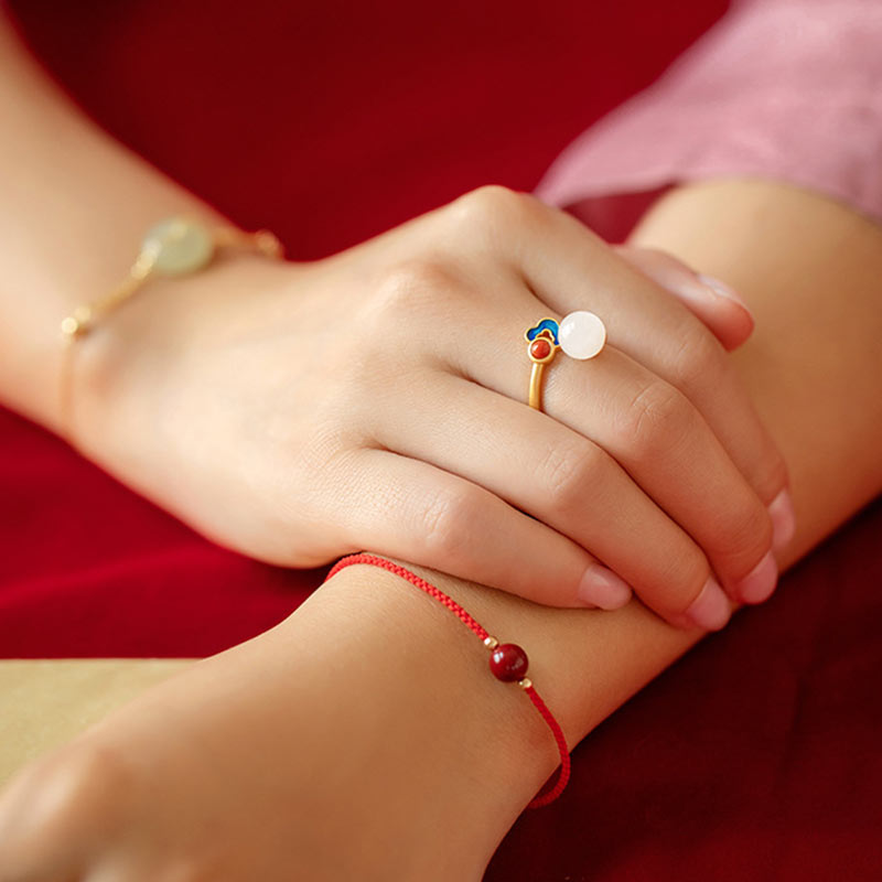 KarmaRipple's Ivory Jade Auspicious Cloud Blessing Fortune Ring p3