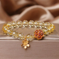 KarmaRipples authentisches Citrin-Blumen-Talisman-Armband zum Schutz des Wohlstands