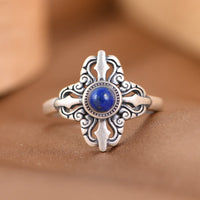KarmaRipple's Tibet 925 Sterling Silber authentischer Lazurite Positiv verstellbarer Ring