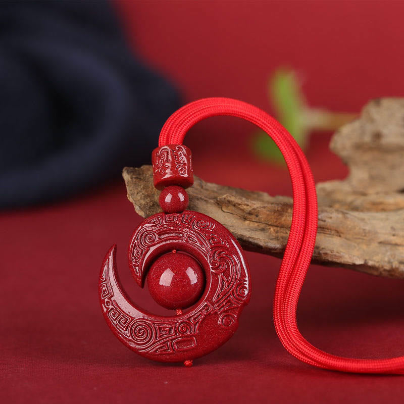 KarmaRipple's One's Fortune Improves Design Patern Authentic Cinnabar Concentration Pendant Necklace p19