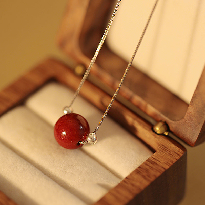 KarmaRipple's 925 Sterling Silver Cinnabar Bead Calm Blessing Pendant Necklace p14