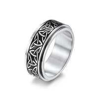 KarmaRipples dreieckiger, gewebter Triquetra-Ring aus Titanstahl mit ruhigem Drehgelenk